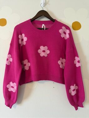 Dreamers by Debut Pink Floral 3D Oversized Sweater